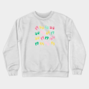 Colorful baby footprint and hands kids Crewneck Sweatshirt